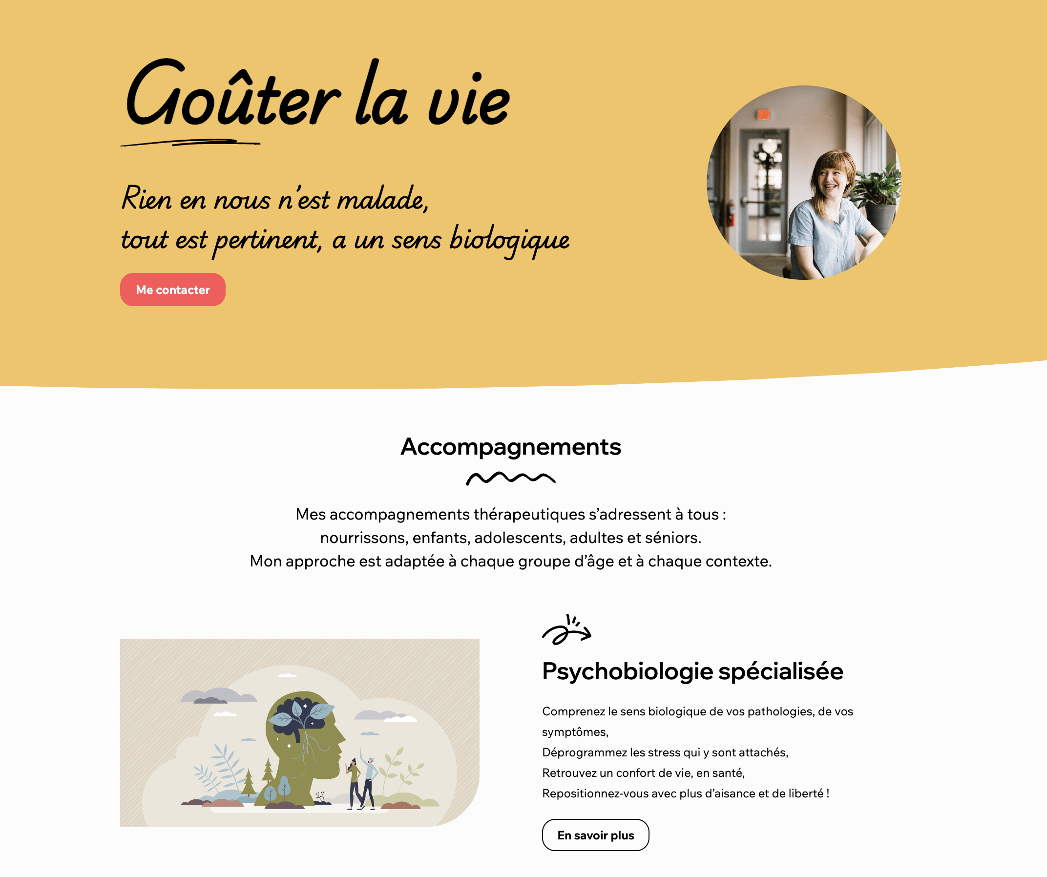 Site WordPress réalisé en formation individuelle avec Digitalneed. Voir le site Goûter la vie : gouterlavie.fr
