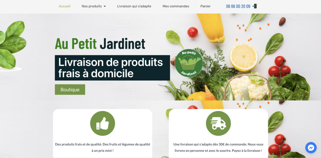 Au Petit Jardinet. Réalisation du site en formation coachée avec Digitalneed, organisme de formation Qualiopi.