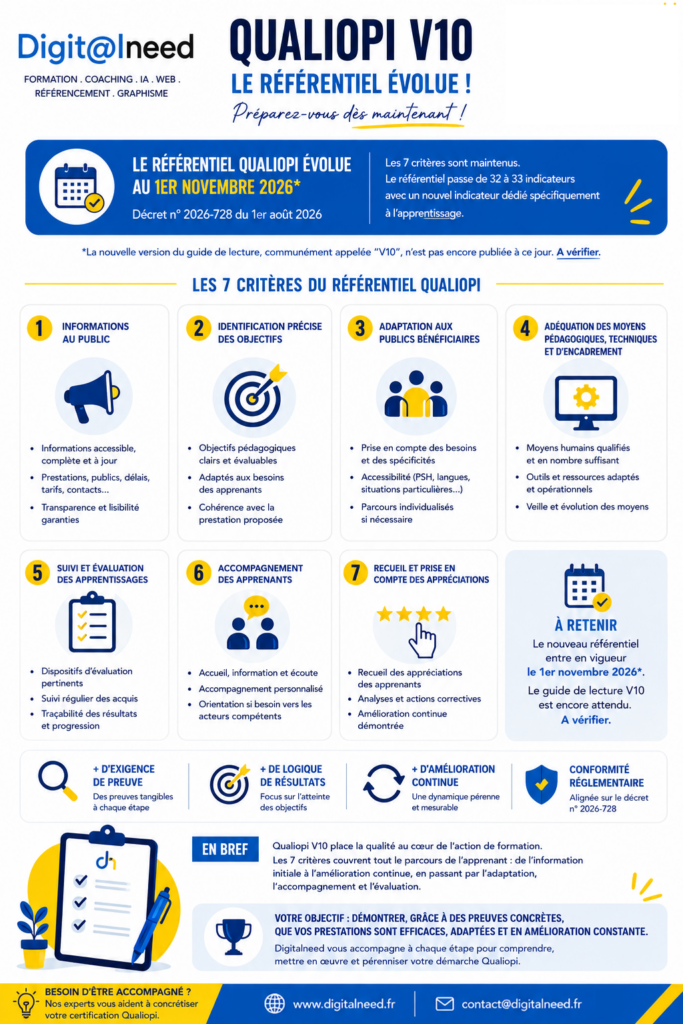 Référentiel Qualiopi 2026- Les nouveautés à venir - Formation WordPress SEO Graphisme IA entrepreneurs indépendants salariés demandeurs d'emploi Organisme de formation Gard (30) Hérault (34) Organisme de formation Qualiopi
