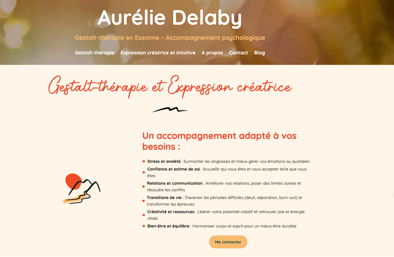 Site vitrine WordPress réalisé en formation individuelle avec Digitalneed. Voir le site Delaby Therapie - Gestalt théraphie : delaby-therapie.com