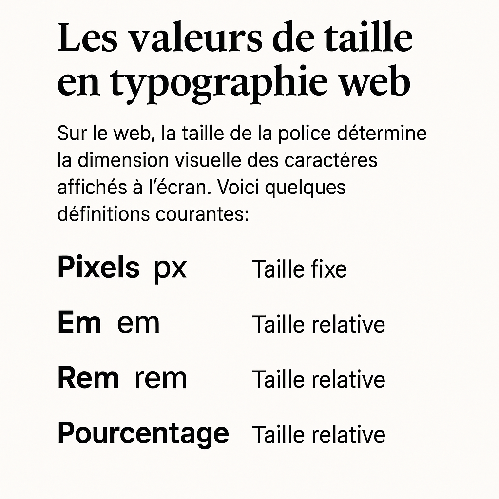 Comprendre les valeurs typographiques sur le Web