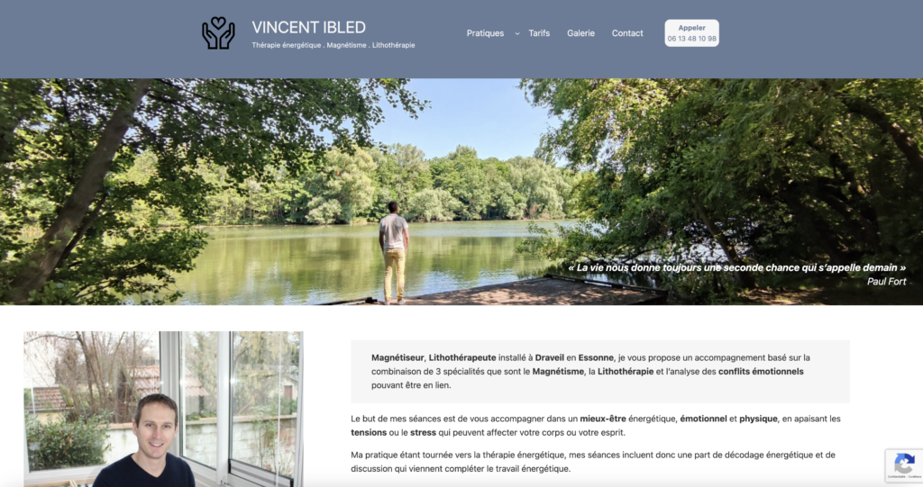 Vincent Ibled. Réalisation du site en formation coachée avec Digitalneed, organisme de formation Qualiopi.